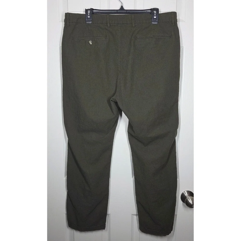 Lot of 2 Old Navy 90s Straight Linen Blend Pants Mens 38x30 Beige Heritage Green